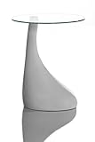 Beistelltisch TEAR Weiss/Klar Hochglanz Glasplatte rund Design Tisch