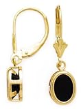 14k Gold & Black Onyx Oval Drop Earrings