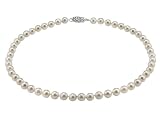 Hanadama Japanese White Akoya Cultured Pearl 7.0-7.5mm Necklace with 18K Gold Clasp 16 Inches