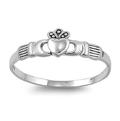 Sterling Silver Ring - Claddagh - 2mm Band Width and 7mm Face Height in Sizes: 2-9