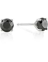 14k White Gold Black Diamond Stud Earrings (0.03 Cttw)