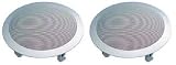 5-1/4inch Full Range Ceiling Speaker Pair With White Plastic Frame Painted Steel Grill