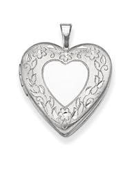 Genuine IceCarats Designer Jewelry Gift Sterling Silver 20Mm Floral Border Heart Locket