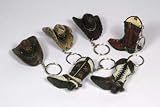 12 Pc Cowboy Hat / Cowboy Boot KEY Chain SET