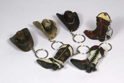 12 Pc Cowboy Hat / Cowboy Boot KEY Chain SET
