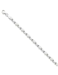 14k White Gold Polished Heart & X Bracelet