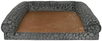 Canine Creations Orthopedic Pebble Embossed Mink Rectangle Bolster Pet Bed, 36 by 27-Inch, Dark Gray