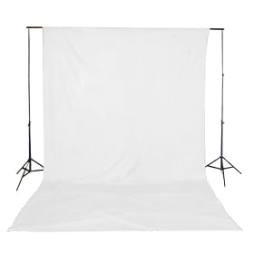 Lumiere L.A. L60292 10' Photo Studio Canvas Drop Support Stand with 10' x 20' White Muslin Hand-Painted Background