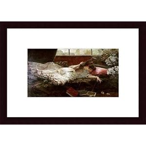 An Idle Afternoon by Julius Leblanc Stewart 20.00X12.50 Framed with Black Wood Frame