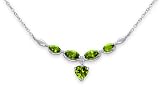 Elegant 5.25 carats total weight Heart & Marquise Shape Peridot Multi-Gemstone Necklace in Sterling Silver