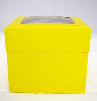 Single Yellow Cupcake Boxes with Window packs of 10