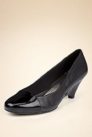 Footglove Fashion Leather Wide Fit Toe Cap Wedge Shoes with Insolia® Silver Technology