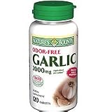 Garlic Odor Free (Coated), 2000 mg Herbal Supplement Tablets, by Natures Bounty - 120 Tablets