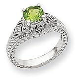 31BsX1XfYZL. SL160  10k White Gold Diamond and Peridot Ring   Size 6