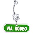 Green Via Rodeo Street Sign Belly Ring