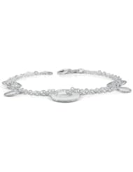 Sterling Silver 925 Double Rolo Strand & Round Tag Charms Bracelet