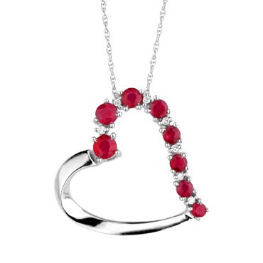 Ruby and Diamond Heart Pendant