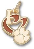 Clemson Tigers Solid 10K Gold ''I Heart'' Paw 1/2'' Enamel Pendant