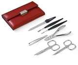 Women's Manicure set in Red Leather case. Solingen, Germany