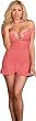 Plus Size Coral Pink Babydoll Lingerie Set - Sexy Baby Doll & Open Crotch Thong