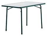 Sieger 120/S Garten-Klapptisch, 115 x 70 cm, Stahlrohrgestell smaragdgr&uuml;n, Mecalit-Pro-Tischplatte Marmordekor wei&szlig;, Tischh&ouml;he ca. 72 cm