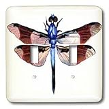 Florene Vintage - Blue Red Vintage Dragonfly - Light Switch Covers - double toggle switch