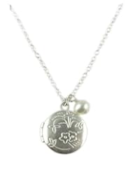 Zina Kao Floral Round Sterling Silver Locket Necklace