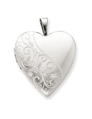 Genuine .925 Sterling Silver 20mm Swirl & Polished Heart Locket. 100% Satisfaction Guaranteed.