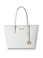 Michael Kors Bolso shopping Jet Set Travel Saffiano Top-Zip Tote (Blanco)