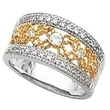 14K Two Tone Gold Diamond Bridal Anniversary Band Ring Size 6
