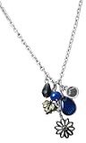 Beautiful Blue Bead, Mirror, Flower & Leaf Charm Cluster Necklace by Baked Beads
