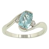 Aquamarine and 2 Round prong Set Diamond Ring .02cttw