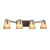 Volume Lighting V5354-53, Lodge 4 Light Bathroom Lighting Vanity Fixture, Bronze, Glass, B2972