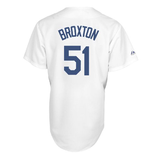 MLB Men's Los Angeles Dodgers Jonathan Broxton White Home Short Sleeve 6 Button Synthetic Replica Baseball Jersey Spring 2012 (White, Medium)