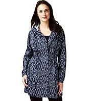 Shower Resistant Ikat Print Hooded Parka