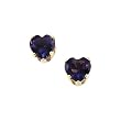 14K Yellow Gold Heart Shaped Amethyst Children's Earrings