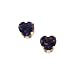 14K Yellow Gold Heart Shaped Amethyst Children's Earrings
