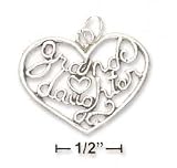 Sterling Silver Granddaughter Open Filigree Heart Charm