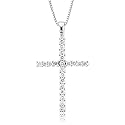 14k White Gold Cross Diamond Pendant Necklace (GH, SI-I, 0.25 carat)