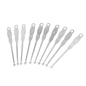 Rosallini 10 Pcs Metal Silver Tone Earpick Ear Curette Wax Removers