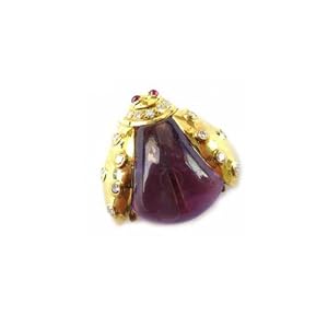 Animal Collection Amethyst,Ruby and Diamond Lady-Bug Pin by