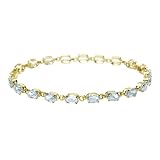 10k Yellow Gold Aquamarine Bracelet, 7