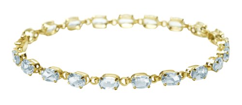 Click here for 10k Yellow Gold Aquamarine Bracelet, 7