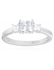 Sterling Silver Swarovski Zirconia 1cttw Princess 3 Stone Anniversary Ring
