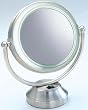 Fluorescent Lighted 5X to 1X Swivel Mirror in Brushed Nickel