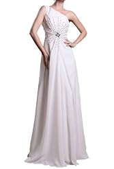 Corset   Waistline  Crystal One Shoulder Chiffon Evening Dress  With Rhinestones