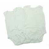 Baby Unisex Plain White Sleeveless Bodysuits Allergy Free (Pack of 3)