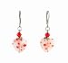 Earrings - E320 - Millefiore Heart and Swarovski (tm) Crystal Beads ~ Red and White Flowers