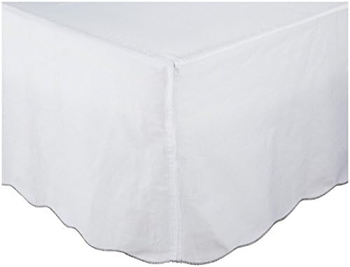 Oliver B Scallop Crib Skirt- White w/Dove Grey Trim