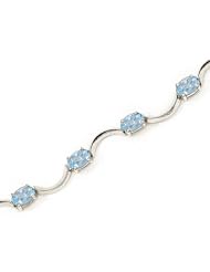 10K White Gold Oval Aquamarine Bracelet
